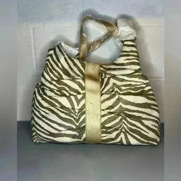 Christopher & Banks Large Purse Handbag Metallic Stripe Zebra Print NWT - Picture 5 of 7